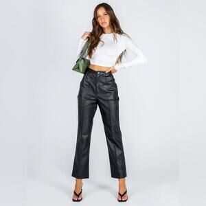 Princess Polly Encore Faux Leather Black Pants